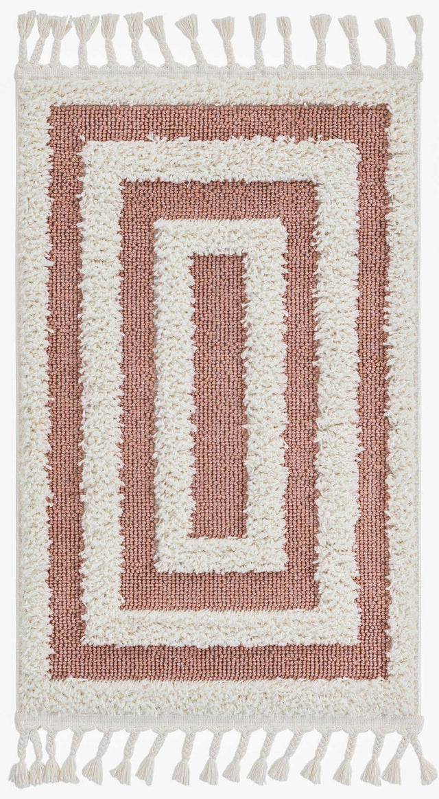 Pink 2' x 3' 1 Boho Rectangle Area Rug 100% Polyester With Cotton Backing Geometric Modern Boho Bohemian Decor Carpet for Living Rooms Office Dining Kitchen Unique Interior Design for Sale at Rug Engine