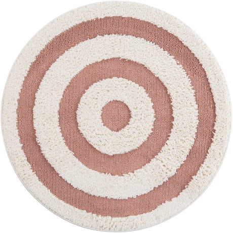 Pink 3' 3 x 3' 3 Boho Round Area Rug 100% Polyester With Cotton Backing Geometric Modern Boho Bohemian Decor Carpet for Living Rooms Office Dining Kitchen Unique Interior Design for Sale at Rug Engine
