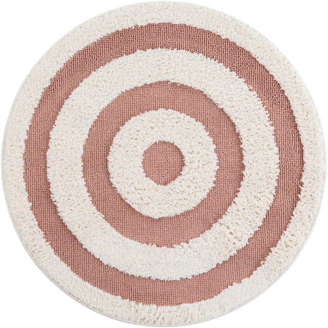 Pink 3' 3 x 3' 3 Boho Round Area Rug 100% Polyester With Cotton Backing Geometric Modern Boho Bohemian Decor Carpet for Living Rooms Office Dining Kitchen Unique Interior Design for Sale at Rug Engine