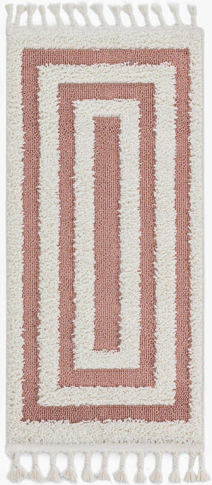 Pink 2' x 4' 1 Boho Runner Area Rug 100% Polyester With Cotton Backing Geometric Modern Boho Bohemian Decor Carpet for Living Rooms Office Dining Kitchen Unique Interior Design for Sale at Rug Engine