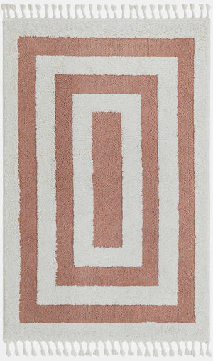 Pink 4' 1 x 6' 1 Boho Rectangle Area Rug 100% Polyester With Cotton Backing Geometric Modern Boho Bohemian Decor Carpet for Living Rooms Office Dining Kitchen Unique Interior Design for Sale at Rug Engine