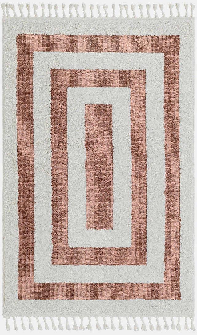 Pink 4' 1 x 6' 1 Boho Rectangle Area Rug 100% Polyester With Cotton Backing Geometric Modern Boho Bohemian Decor Carpet for Living Rooms Office Dining Kitchen Unique Interior Design for Sale at Rug Engine