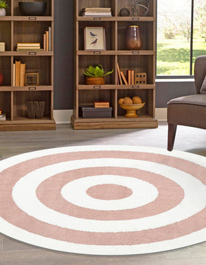 Pink 3' 3 x 3' 3 Boho Round Area Rug 100% Polyester With Cotton Backing Geometric Modern Boho Bohemian Decor Carpet for Living Rooms Office Dining Kitchen Unique Interior Design for Sale at Rug Engine
