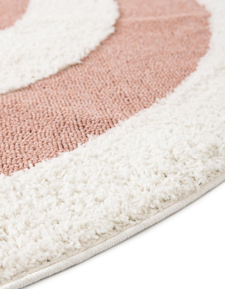 Pink 7' 10 x 7' 10 Boho Round Area Rug 100% Polyester With Cotton Backing Geometric Modern Boho Bohemian Decor Carpet for Living Rooms Office Dining Kitchen Unique Interior Design for Sale at Rug Engine