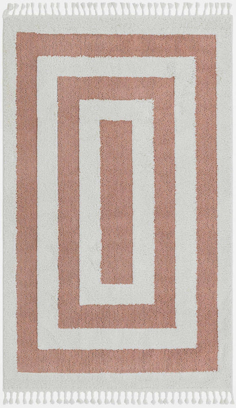 Pink 5' 3 x 8' Boho Rectangle Area Rug 100% Polyester With Cotton Backing Geometric Modern Boho Bohemian Decor Carpet for Living Rooms Office Dining Kitchen Unique Interior Design for Sale at Rug Engine