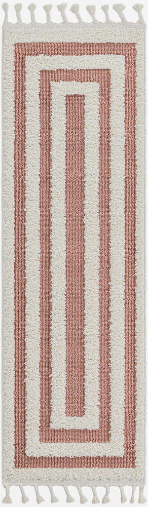 Pink 2' x 6' 1 Boho Runner Area Rug 100% Polyester With Cotton Backing Geometric Modern Boho Bohemian Decor Carpet for Living Rooms Office Dining Kitchen Unique Interior Design for Sale at Rug Engine