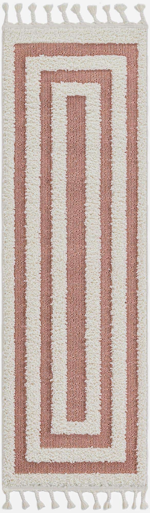 Pink 2' x 6' 1 Boho Runner Area Rug 100% Polyester With Cotton Backing Geometric Modern Boho Bohemian Decor Carpet for Living Rooms Office Dining Kitchen Unique Interior Design for Sale at Rug Engine
