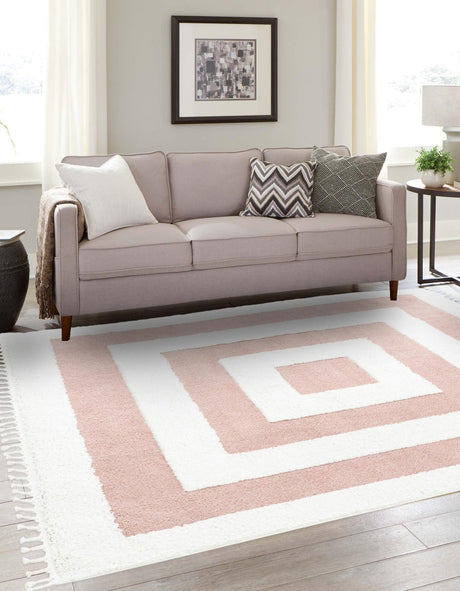 Pink 7' 10 x 7' 10 Boho Square Area Rug 100% Polyester With Cotton Backing Geometric Modern Boho Bohemian Decor Carpet for Living Rooms Office Dining Kitchen Unique Interior Design for Sale at Rug Engine
