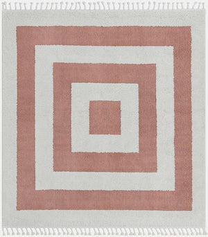 Pink 7' 10 x 7' 10 Boho Square Area Rug 100% Polyester With Cotton Backing Geometric Modern Boho Bohemian Decor Carpet for Living Rooms Office Dining Kitchen Unique Interior Design for Sale at Rug Engine
