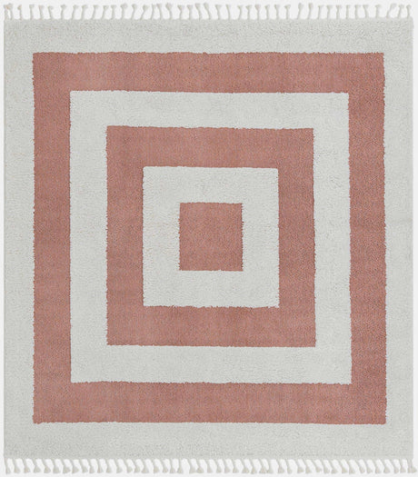 Pink 7' 10 x 7' 10 Boho Square Area Rug 100% Polyester With Cotton Backing Geometric Modern Boho Bohemian Decor Carpet for Living Rooms Office Dining Kitchen Unique Interior Design for Sale at Rug Engine