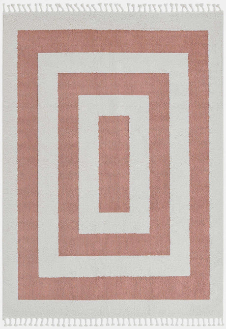 Pink 7' 10 x 10' Boho Rectangle Area Rug 100% Polyester With Cotton Backing Geometric Modern Boho Bohemian Decor Carpet for Living Rooms Office Dining Kitchen Unique Interior Design for Sale at Rug Engine