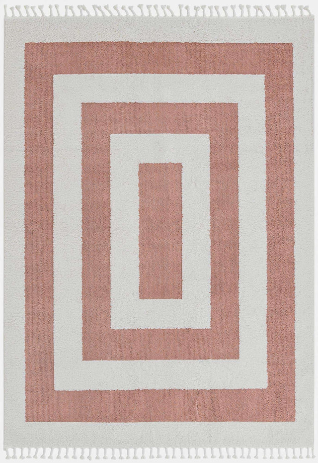 Pink 7' 10 x 10' Boho Rectangle Area Rug 100% Polyester With Cotton Backing Geometric Modern Boho Bohemian Decor Carpet for Living Rooms Office Dining Kitchen Unique Interior Design for Sale at Rug Engine