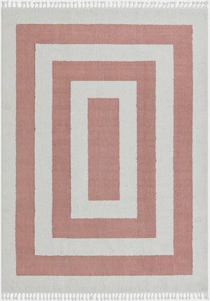 Pink 9' x 12' Boho Rectangle Area Rug 100% Polyester With Cotton Backing Geometric Modern Boho Bohemian Decor Carpet for Living Rooms Office Dining Kitchen Unique Interior Design for Sale at Rug Engine
