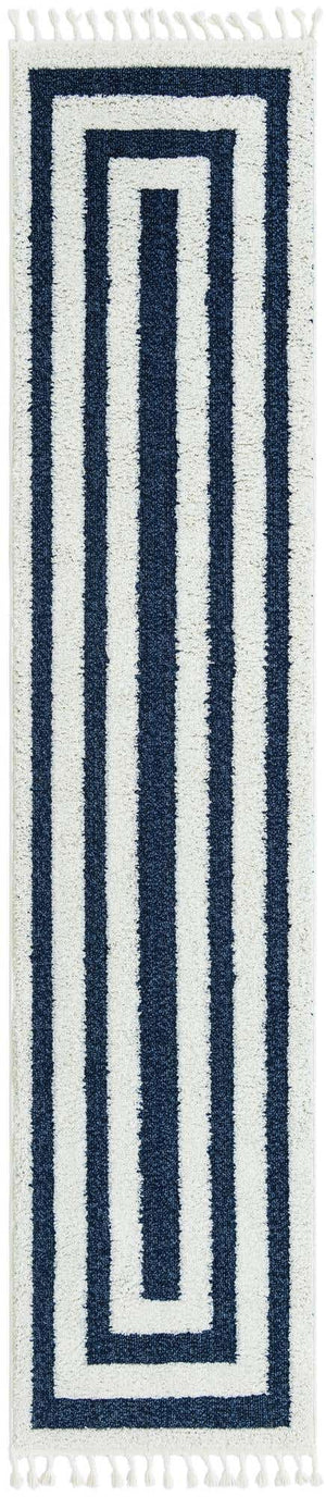 Blue 2' 7 x 12' Boho Runner Area Rug 100% Polyester With Cotton Backing Geometric Modern Boho Bohemian Decor Carpet for Living Rooms Office Dining Kitchen Unique Interior Design for Sale at Rug Engine