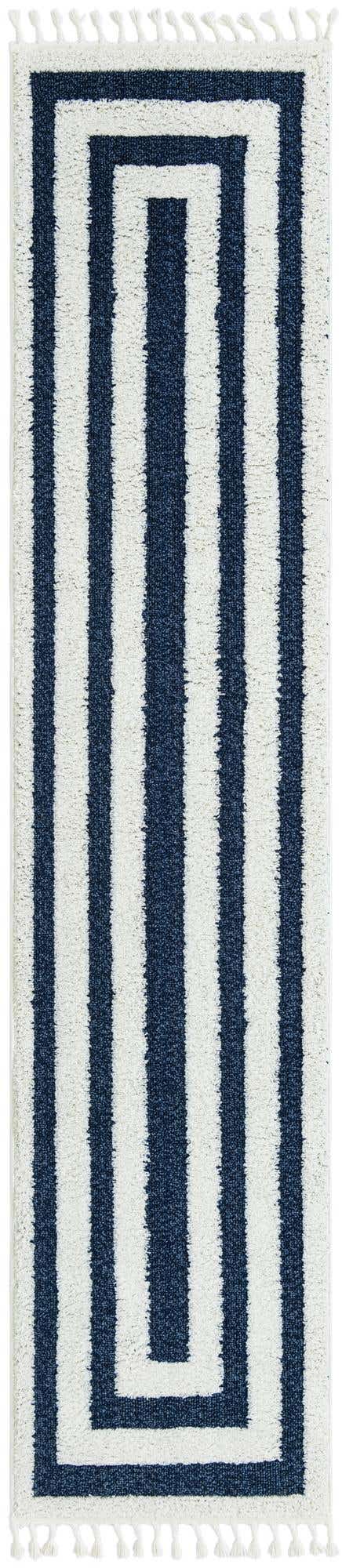 Blue 2' 7 x 12' Boho Runner Area Rug 100% Polyester With Cotton Backing Geometric Modern Boho Bohemian Decor Carpet for Living Rooms Office Dining Kitchen Unique Interior Design for Sale at Rug Engine