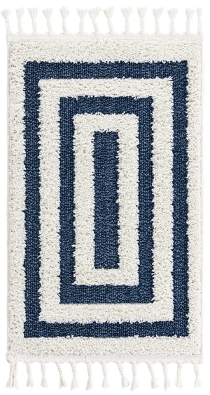 Blue 2' x 3' 1 Boho Rectangle Area Rug 100% Polyester With Cotton Backing Geometric Modern Boho Bohemian Decor Carpet for Living Rooms Office Dining Kitchen Unique Interior Design for Sale at Rug Engine