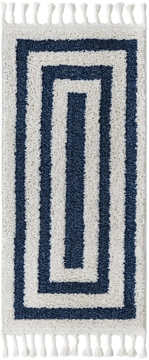 Blue 2' x 4' 1 Boho Runner Area Rug 100% Polyester With Cotton Backing Geometric Modern Boho Bohemian Decor Carpet for Living Rooms Office Dining Kitchen Unique Interior Design for Sale at Rug Engine