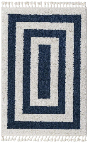 Blue 4' 1 x 6' 1 Boho Rectangle Area Rug 100% Polyester With Cotton Backing Geometric Modern Boho Bohemian Decor Carpet for Living Rooms Office Dining Kitchen Unique Interior Design for Sale at Rug Engine