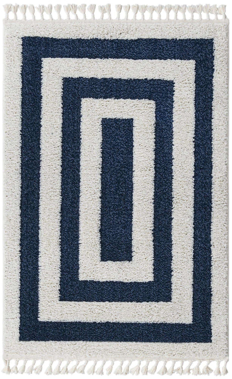 Blue 4' 1 x 6' 1 Boho Rectangle Area Rug 100% Polyester With Cotton Backing Geometric Modern Boho Bohemian Decor Carpet for Living Rooms Office Dining Kitchen Unique Interior Design for Sale at Rug Engine