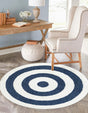 Blue 7' 10 x 7' 10 Boho Round Area Rug 100% Polyester With Cotton Backing Geometric Modern Boho Bohemian Decor Carpet for Living Rooms Office Dining Kitchen Unique Interior Design for Sale at Rug Engine