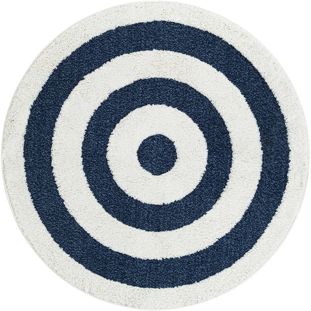 Blue 5' 3 x 5' 3 Boho Round Area Rug 100% Polyester With Cotton Backing Geometric Modern Boho Bohemian Decor Carpet for Living Rooms Office Dining Kitchen Unique Interior Design for Sale at Rug Engine