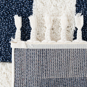 Blue 7' 10 x 10' Boho Rectangle Area Rug 100% Polyester With Cotton Backing Geometric Modern Boho Bohemian Decor Carpet for Living Rooms Office Dining Kitchen Unique Interior Design for Sale at Rug Engine