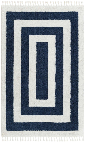 Blue 5' 3 x 8' Boho Rectangle Area Rug 100% Polyester With Cotton Backing Geometric Modern Boho Bohemian Decor Carpet for Living Rooms Office Dining Kitchen Unique Interior Design for Sale at Rug Engine