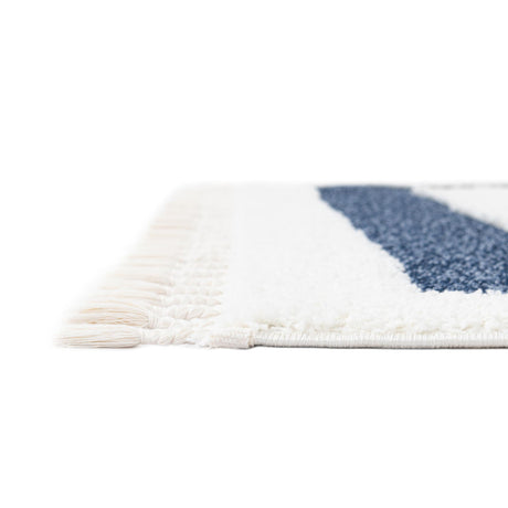 Blue 2' x 4' 1 Boho Runner Area Rug 100% Polyester With Cotton Backing Geometric Modern Boho Bohemian Decor Carpet for Living Rooms Office Dining Kitchen Unique Interior Design for Sale at Rug Engine
