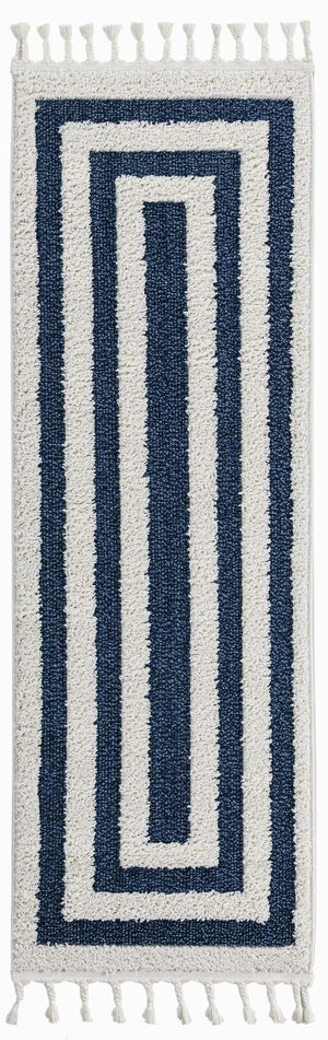 Blue 2' x 6' 1 Boho Runner Area Rug 100% Polyester With Cotton Backing Geometric Modern Boho Bohemian Decor Carpet for Living Rooms Office Dining Kitchen Unique Interior Design for Sale at Rug Engine