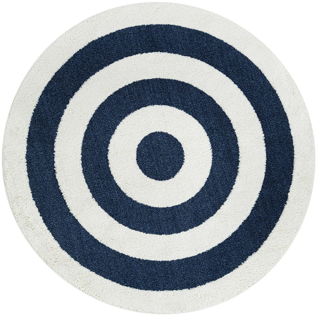 Blue 7' 10 x 7' 10 Boho Round Area Rug 100% Polyester With Cotton Backing Geometric Modern Boho Bohemian Decor Carpet for Living Rooms Office Dining Kitchen Unique Interior Design for Sale at Rug Engine