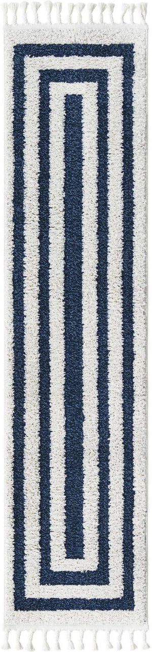 Blue 2' x 8' Boho Runner Area Rug 100% Polyester With Cotton Backing Geometric Modern Boho Bohemian Decor Carpet for Living Rooms Office Dining Kitchen Unique Interior Design for Sale at Rug Engine
