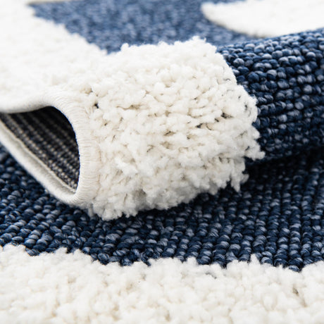 Blue 7' 10 x 7' 10 Boho Square Area Rug 100% Polyester With Cotton Backing Geometric Modern Boho Bohemian Decor Carpet for Living Rooms Office Dining Kitchen Unique Interior Design for Sale at Rug Engine
