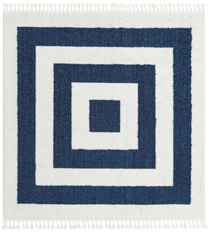 Blue 7' 10 x 7' 10 Boho Square Area Rug 100% Polyester With Cotton Backing Geometric Modern Boho Bohemian Decor Carpet for Living Rooms Office Dining Kitchen Unique Interior Design for Sale at Rug Engine