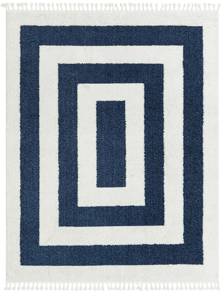 Blue 7' 10 x 10' Boho Rectangle Area Rug 100% Polyester With Cotton Backing Geometric Modern Boho Bohemian Decor Carpet for Living Rooms Office Dining Kitchen Unique Interior Design for Sale at Rug Engine