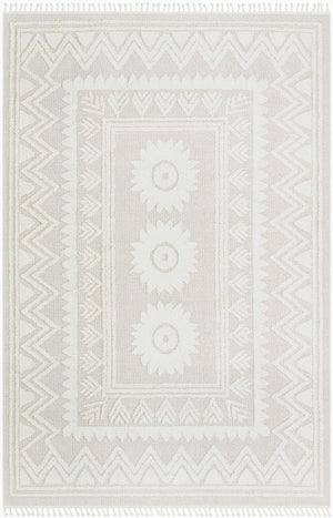 Ivory 9' 6 x 14' 3 Boho Rectangle Area Rug 100% Polyester With Cotton Backing Geometric Modern Boho Bohemian Decor Carpet for Living Rooms Office Dining Kitchen Unique Interior Design for Sale at Rug Engine