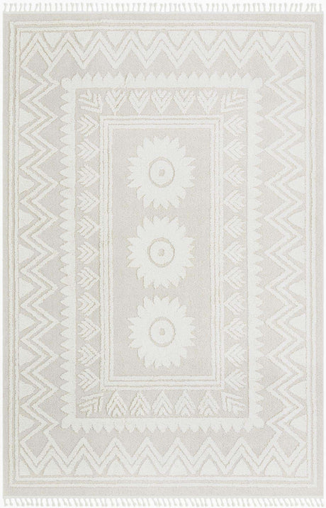 Ivory 9' 6 x 14' 3 Boho Rectangle Area Rug 100% Polyester With Cotton Backing Geometric Modern Boho Bohemian Decor Carpet for Living Rooms Office Dining Kitchen Unique Interior Design for Sale at Rug Engine