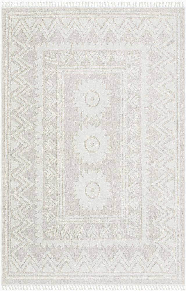 Ivory 9' 6 x 14' 3 Boho Rectangle Area Rug 100% Polyester With Cotton Backing Geometric Modern Boho Bohemian Decor Carpet for Living Rooms Office Dining Kitchen Unique Interior Design for Sale at Rug Engine