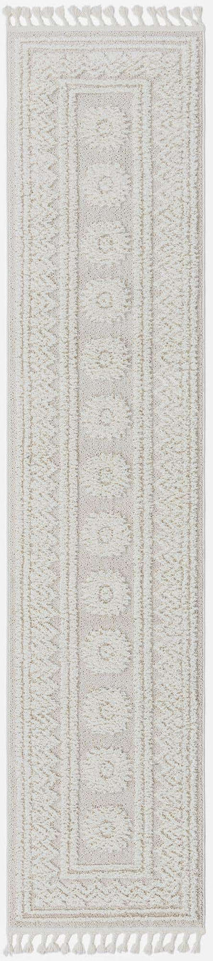 Ivory 2' 7 x 12' Boho Runner Area Rug 100% Polyester With Cotton Backing Geometric Modern Boho Bohemian Decor Carpet for Living Rooms Office Dining Kitchen Unique Interior Design for Sale at Rug Engine