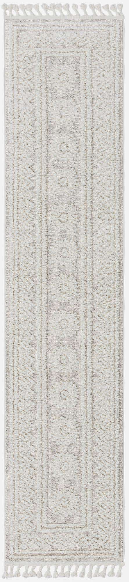 Ivory 2' 7 x 12' Boho Runner Area Rug 100% Polyester With Cotton Backing Geometric Modern Boho Bohemian Decor Carpet for Living Rooms Office Dining Kitchen Unique Interior Design for Sale at Rug Engine