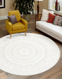 Ivory 3' 3 x 3' 3 Boho Round Area Rug 100% Polyester With Cotton Backing Geometric Modern Boho Bohemian Decor Carpet for Living Rooms Office Dining Kitchen Unique Interior Design for Sale at Rug Engine