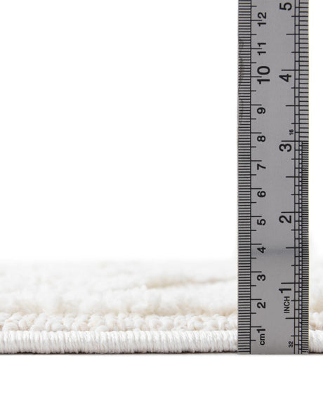 Ivory 6' 1 x 6' 1 Boho Round Area Rug 100% Polyester With Cotton Backing Geometric Modern Boho Bohemian Decor Carpet for Living Rooms Office Dining Kitchen Unique Interior Design for Sale at Rug Engine