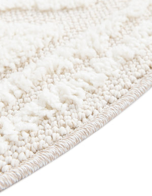 Ivory 5' 3 x 5' 3 Boho Round Area Rug 100% Polyester With Cotton Backing Geometric Modern Boho Bohemian Decor Carpet for Living Rooms Office Dining Kitchen Unique Interior Design for Sale at Rug Engine