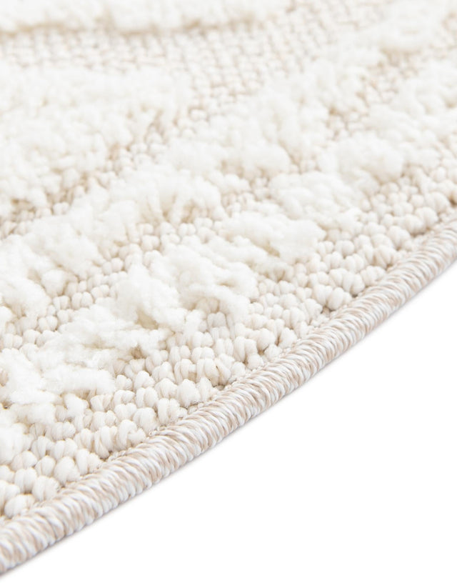Ivory 5' 3 x 5' 3 Boho Round Area Rug 100% Polyester With Cotton Backing Geometric Modern Boho Bohemian Decor Carpet for Living Rooms Office Dining Kitchen Unique Interior Design for Sale at Rug Engine