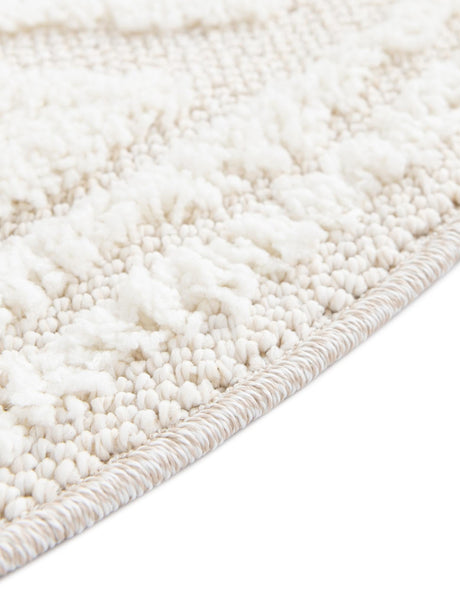 Ivory 7' 10 x 7' 10 Boho Round Area Rug 100% Polyester With Cotton Backing Geometric Modern Boho Bohemian Decor Carpet for Living Rooms Office Dining Kitchen Unique Interior Design for Sale at Rug Engine
