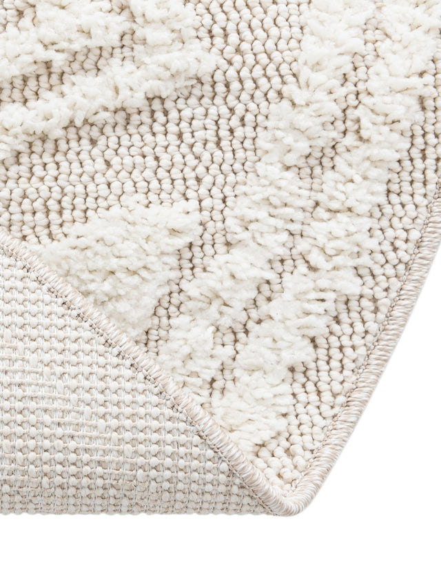 Ivory 10' x 10' Boho Round Area Rug 100% Polyester With Cotton Backing Geometric Modern Boho Bohemian Decor Carpet for Living Rooms Office Dining Kitchen Unique Interior Design for Sale at Rug Engine