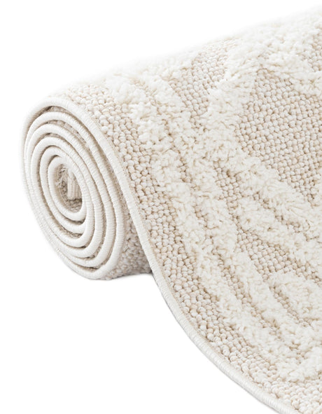 Ivory 10' x 10' Boho Round Area Rug 100% Polyester With Cotton Backing Geometric Modern Boho Bohemian Decor Carpet for Living Rooms Office Dining Kitchen Unique Interior Design for Sale at Rug Engine