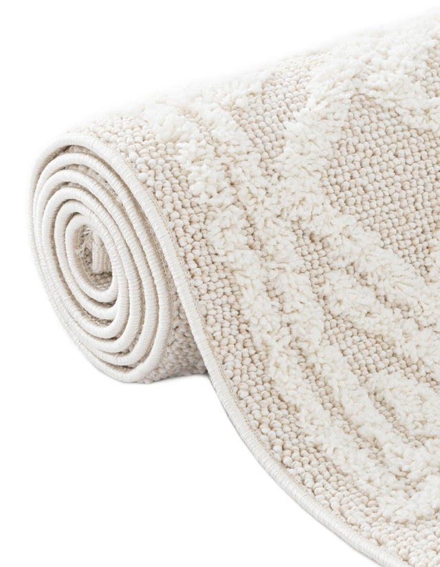 Ivory 10' x 10' Boho Round Area Rug 100% Polyester With Cotton Backing Geometric Modern Boho Bohemian Decor Carpet for Living Rooms Office Dining Kitchen Unique Interior Design for Sale at Rug Engine