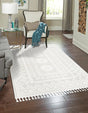 Ivory 7' 10 x 11' Boho Rectangle Area Rug 100% Polyester With Cotton Backing Geometric Modern Boho Bohemian Decor Carpet for Living Rooms Office Dining Kitchen Unique Interior Design for Sale at Rug Engine