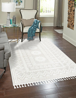 Ivory 9' 6 x 14' 3 Boho Rectangle Area Rug 100% Polyester With Cotton Backing Geometric Modern Boho Bohemian Decor Carpet for Living Rooms Office Dining Kitchen Unique Interior Design for Sale at Rug Engine