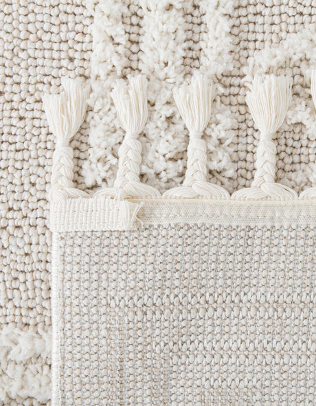 Ivory 9' 6 x 14' 3 Boho Rectangle Area Rug 100% Polyester With Cotton Backing Geometric Modern Boho Bohemian Decor Carpet for Living Rooms Office Dining Kitchen Unique Interior Design for Sale at Rug Engine